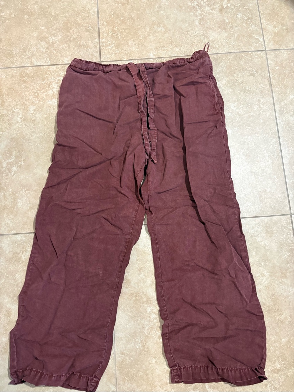 ZARA Women’s Relaxed Drawstring Pants in Burgundy